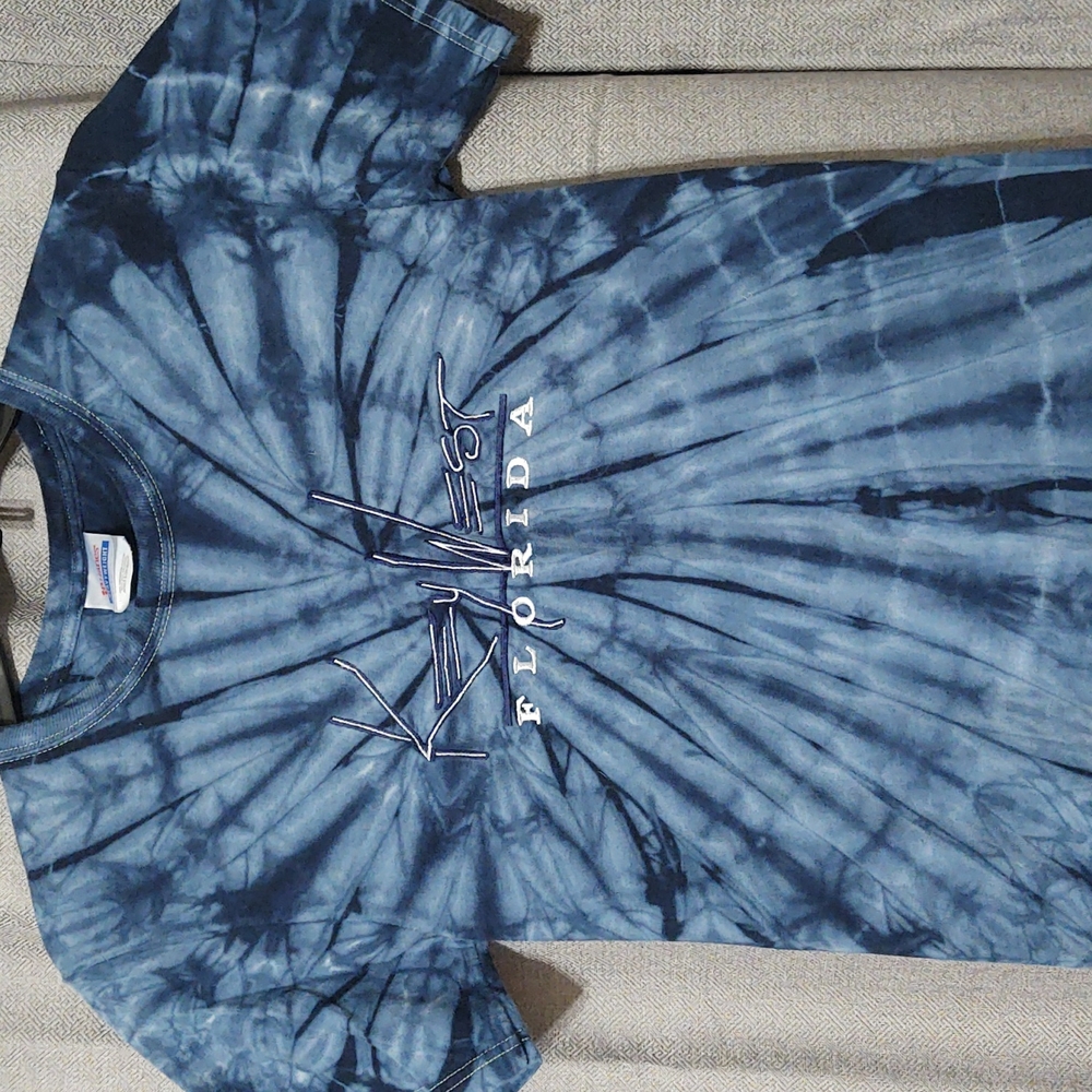 Key West Blue Tie-Dye Crew Neck T-shirt Unisex Sz Small